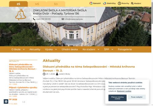 Webové stránky Základní škola  a Mateřská škola  Králův Dvůr - Počaply,Tyršova 136,okres Beroun, Králův Dvůr
