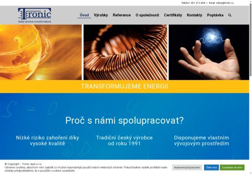 Webové stránky TRONIC spol. s r.o., Praha