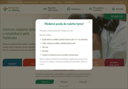Nemocnice sv. Alžběty Na Slupi, s.r.o. nabízí práci na pozici Praktické sestry (M/Ž) v obci Praha