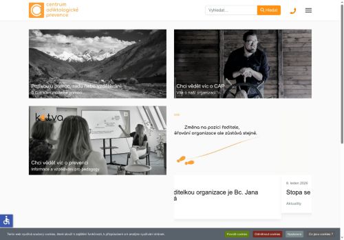 Webové stránky Centrum adiktologické prevence, o.p.s., Plzeň