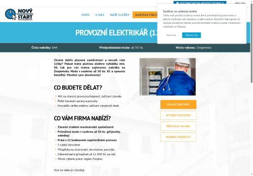 Webové stránky NOVÝ START, personální agentura s.r.o., Znojmo