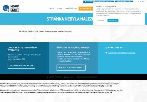 Webové stránky NOVÝ START, personální agentura s.r.o., Znojmo