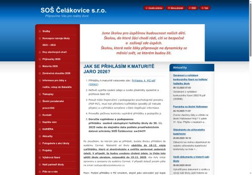 Střední odborná škola Čelákovice s.r.o. nabízí práci na pozici Učitel/ka českého jazyka a literatury v obci Čelákovice