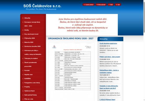 Webové stránky Střední odborná škola Čelákovice s.r.o., Čelákovice
