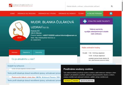 Zobrazit webové stránky Praktický lékař pro děti a dorost UZDRAVÍ s.r.o. - MUDr. Blanka Čuláková