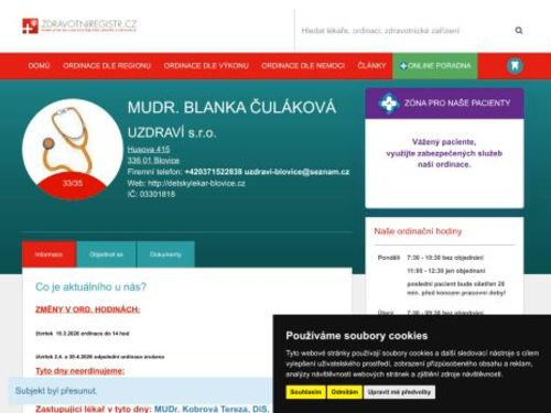 Praktický lékař pro děti a dorost UZDRAVÍ s.r.o. - MUDr. Blanka Čuláková