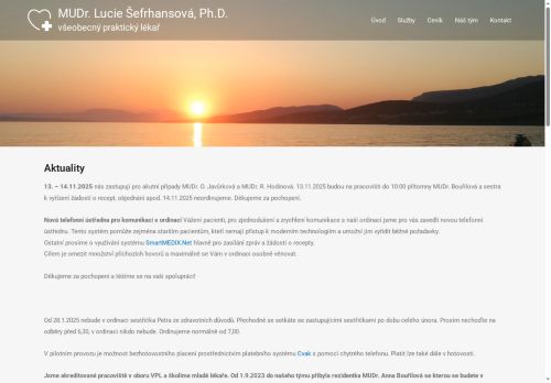 Zobrazit webové stránky Praktický lékař pro dospělé -  MUDr. Lucie Šefrhansová, Ph.D.