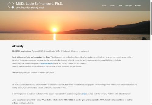Zobrazit webové stránky Praktický lékař pro dospělé -  MUDr. Lucie Šefrhansová, Ph.D.