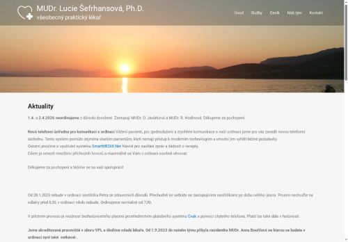 Zobrazit webové stránky Praktický lékař pro dospělé -  MUDr. Lucie Šefrhansová, Ph.D.