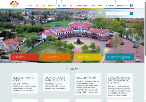 Webové stránky ZÁKLADNÍ ŠKOLA A ZÁKLADNÍ UMĚLECKÁ ŠKOLA JESENICE, příspěvková organizace, Jesenice