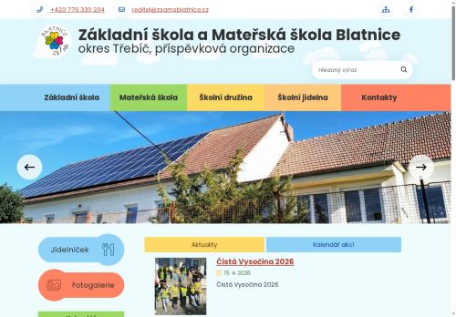 Základní škola a Mateřská škola Blatnice, okres Třebíč, příspěvková organizace nabízí práci na pozici UČITEL/KA 1. STUPNĚ ZŠ v obci Blatnice