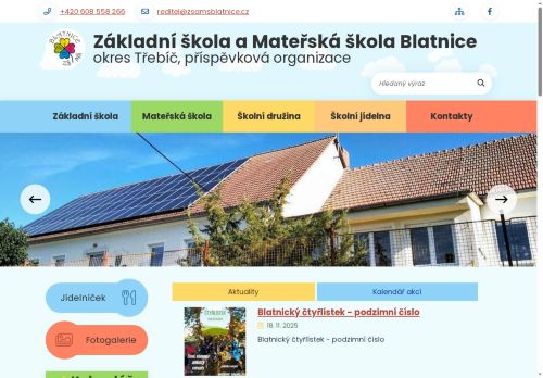 Základní škola a Mateřská škola Blatnice, okres Třebíč, příspěvková organizace nabízí práci na pozici UČITEL 1. STUPNĚ ZŠ (M/Ž) v obci Blatnice