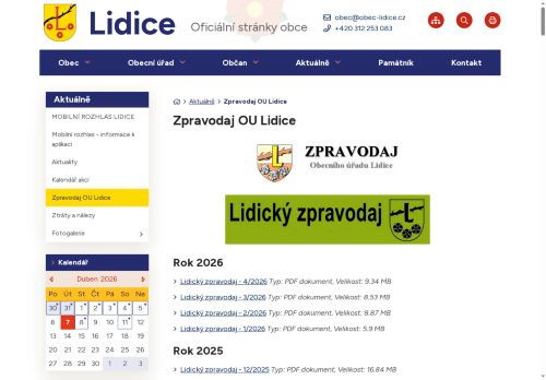 Zobrazit webové stránky Lidický zpravodaj