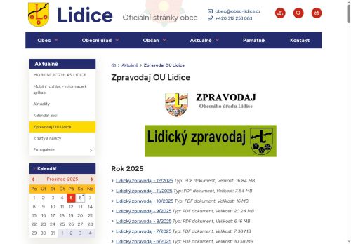 Zobrazit webové stránky Lidický zpravodaj