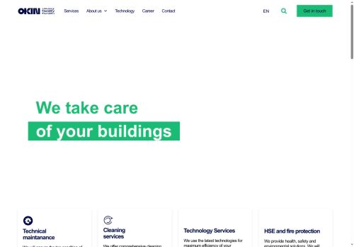 Webové stránky OKIN FACILITY, a.s., Ovčáry