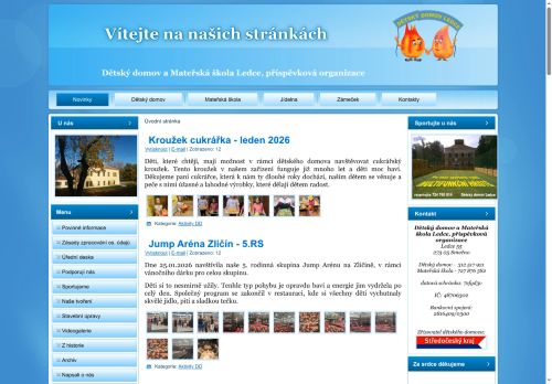 Webové stránky Dětský domov a Mateřská škola Ledce, příspěvková organizace, Ledce