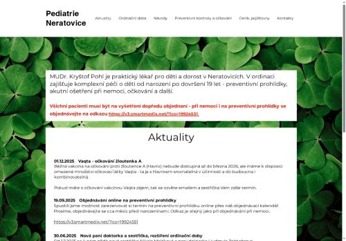 Zobrazit webové stránky Praktický lékař pro děti a dorost - MUDr. Kryštof Pohl, MUDr. Jarmila Dvorská