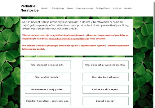 Zobrazit webové stránky Praktický lékař pro děti a dorost - MUDr. Kryštof Pohl, MUDr. Jarmila Dvorská
