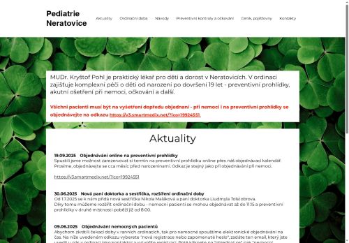 Zobrazit webové stránky Praktický lékař pro děti a dorost - MUDr. Kryštof Pohl, MUDr. Jarmila Dvorská
