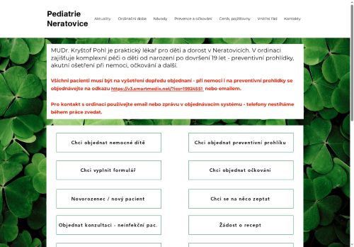Zobrazit webové stránky Praktický lékař pro děti a dorost - MUDr. Kryštof Pohl, MUDr. Jarmila Dvorská