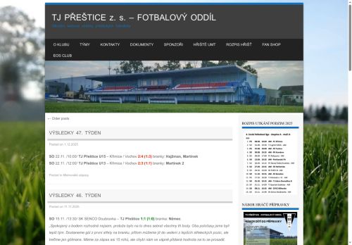 Zobrazit webové stránky TJ Přeštice - fotbalový oddíl