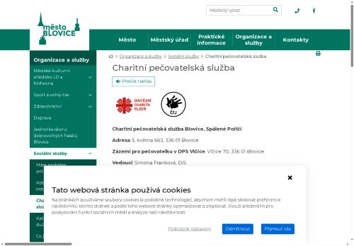 Zobrazit webové stránky Charitní pečovatelská služba Blovice, Spálené Poříčí