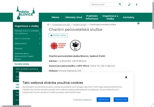 Zobrazit webové stránky Charitní pečovatelská služba Blovice, Spálené Poříčí
