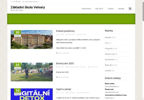 Základní škola Velvary, okres Kladno nabízí práci na pozici Uklízeč/ka v obci Velvary