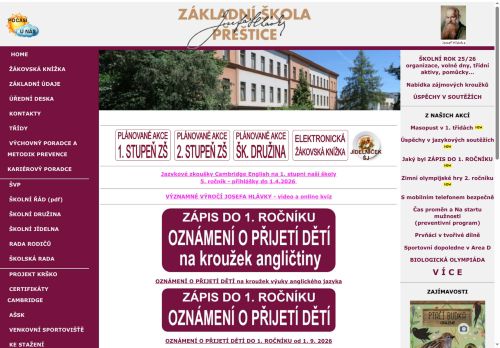 Zobrazit webové stránky Základní škola Josefa Hlávky Přeštice