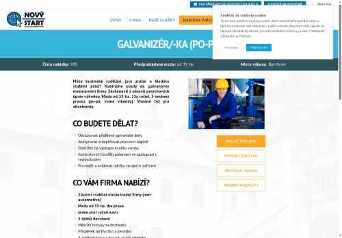 Webové stránky NOVÝ START, personální agentura s.r.o., Bystřice nad Pernštejnem