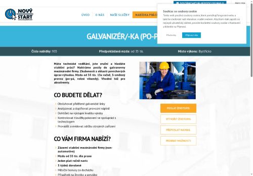 Webové stránky NOVÝ START, personální agentura s.r.o., Bystřice nad Pernštejnem