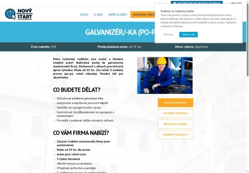 Webové stránky NOVÝ START, personální agentura s.r.o., Bystřice nad Pernštejnem