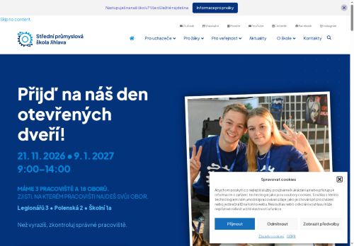 Webové stránky Střední průmyslová škola Jihlava, Jihlava