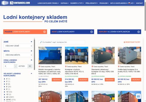 Webové stránky HZ KONTEJNERY s.r.o., Třebíč