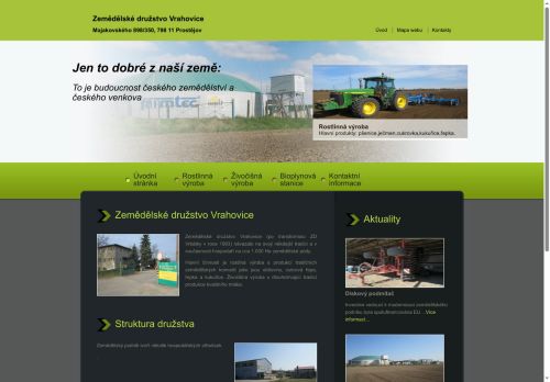 Webové stránky Zemědělské družstvo VRAHOVICE, Prostějov