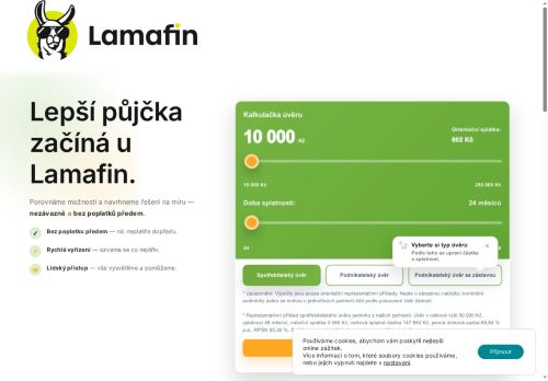 Webové stránky LAMAFIN s.r.o., Troubsko