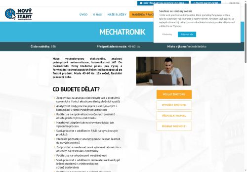 Webové stránky NOVÝ START, personální agentura s.r.o., Velká Bíteš