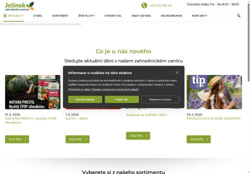 Webové stránky Zahradnické centrum Jelínek s.r.o., Veltrusy