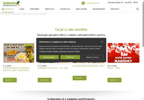 Webové stránky Zahradnické centrum Jelínek s.r.o., Veltrusy