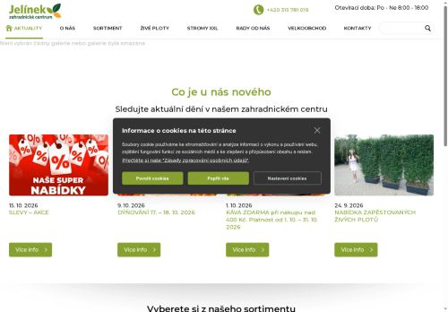 Webové stránky Zahradnické centrum Jelínek s.r.o., Veltrusy