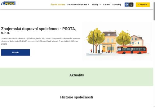 Webové stránky Znojemská dopravní společnost - PSOTA, s.r.o., Znojmo