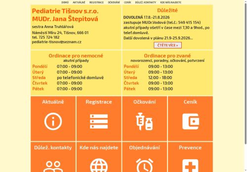 Zobrazit webové stránky Praktický lékař pro děti a dorost - MUDr. Jana Štepitová