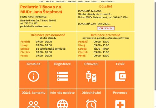 Zobrazit webové stránky Praktický lékař pro děti a dorost - MUDr. Jana Štepitová