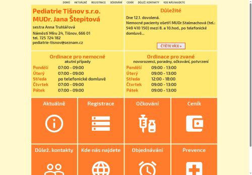 Zobrazit webové stránky Praktický lékař pro děti a dorost - MUDr. Jana Štepitová