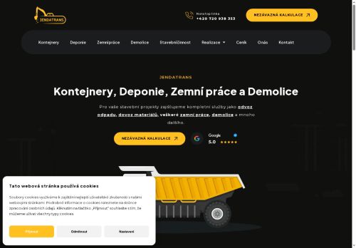 Webové stránky JENDATRANS s.r.o., Český Brod