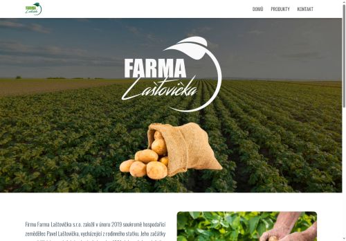 Webové stránky FARMA LAŠTOVIČKA s.r.o., Sazomín