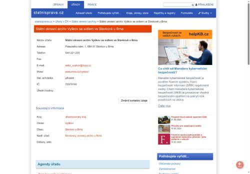 Zobrazit webové stránky Státní okresní archiv Vyškov