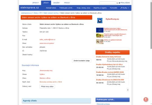 Zobrazit webové stránky Státní okresní archiv Vyškov