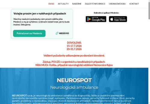 Zobrazit webové stránky Neurologická ambulance PMH-Med, s.r.o. - MUDr. Jiří Sedlák