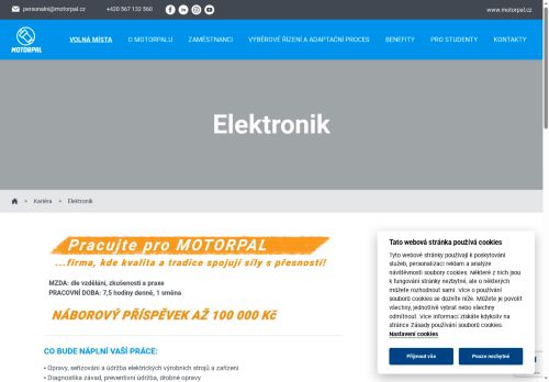 Webové stránky MOTORPAL, a.s., Jemnice